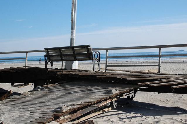 A better chunk of the Rockaway boardwalk, after the storm